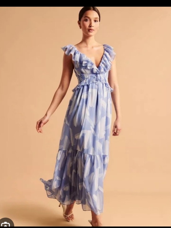 Abercrombie & Fitch Dresses & Skirts - Abercrombie & Fitch Blue and White Ruffle Maxi Dress